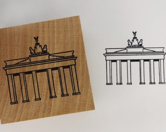 Rubber stamp wooden mounted Brandenburger Tor-selfmade design stamp- Wooden stamp Brandenburger Tor