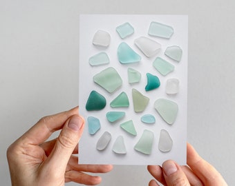 Sea Glass Print: Turquoise Tumbled Glass Ocean Art Card