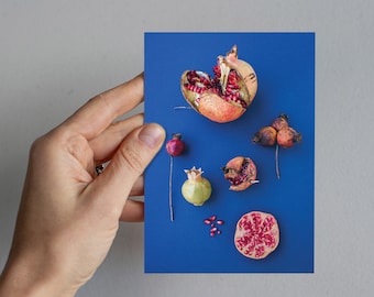Pomegranate Flat Lay Card: Indigo Flora Art Print
