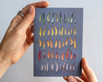 Fallen Gum Leaves Greeting Card: Australian Flora Art