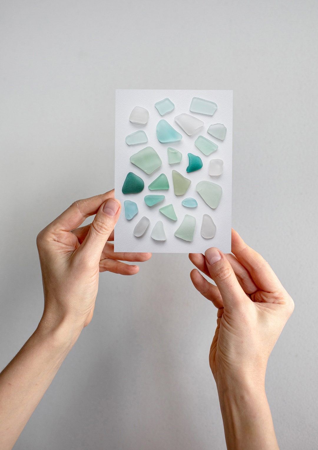 Sea Glass Print: Turquoise Tumbled Glass Ocean Art Card - Etsy