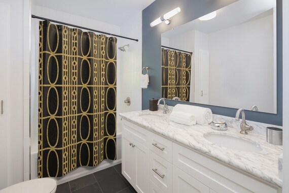 Black Gold Chains Shower Curtains Bathroom Decor Home Decor Etsy