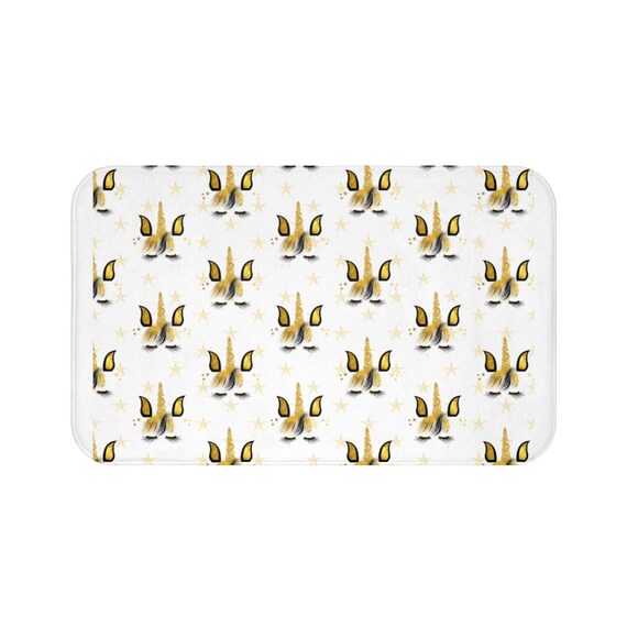 Unicorn Face Gold Black Bath Mat Bathroom Decor Bath Rug Etsy