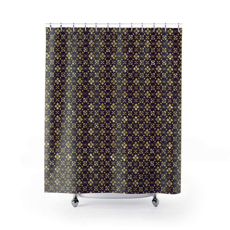 Royal Purple And Gold Fl Damask Shower Curtains