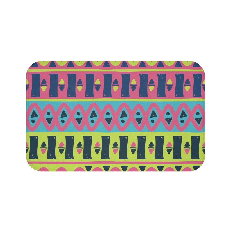 Tribal Neon African Bath Mat Bathroom Decor Rug Nonslip Image 0