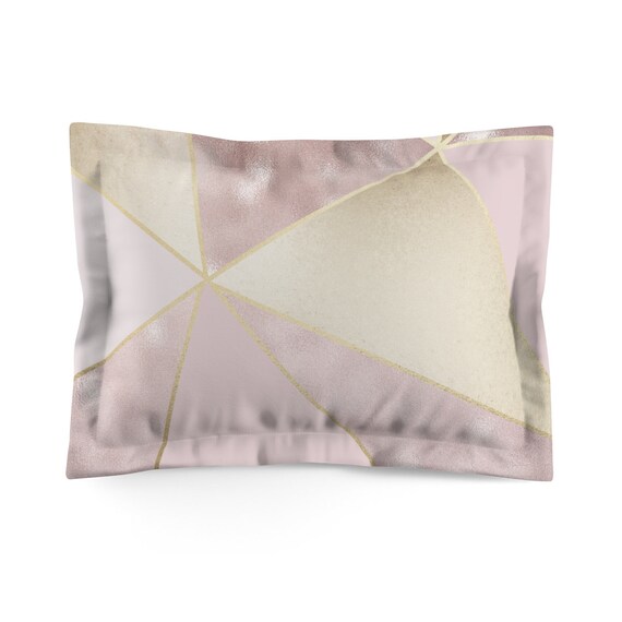 Rose Gold Pink Geometric Pillowcase Microfiber Pillow Sham Ethnic Bedroom Decor Urban Glam Luxe