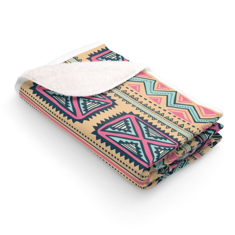 Tribal Pastel African Fleece Blanket Bedroom Decor Throw Blanket Pink Purple Blue Cream boho native
