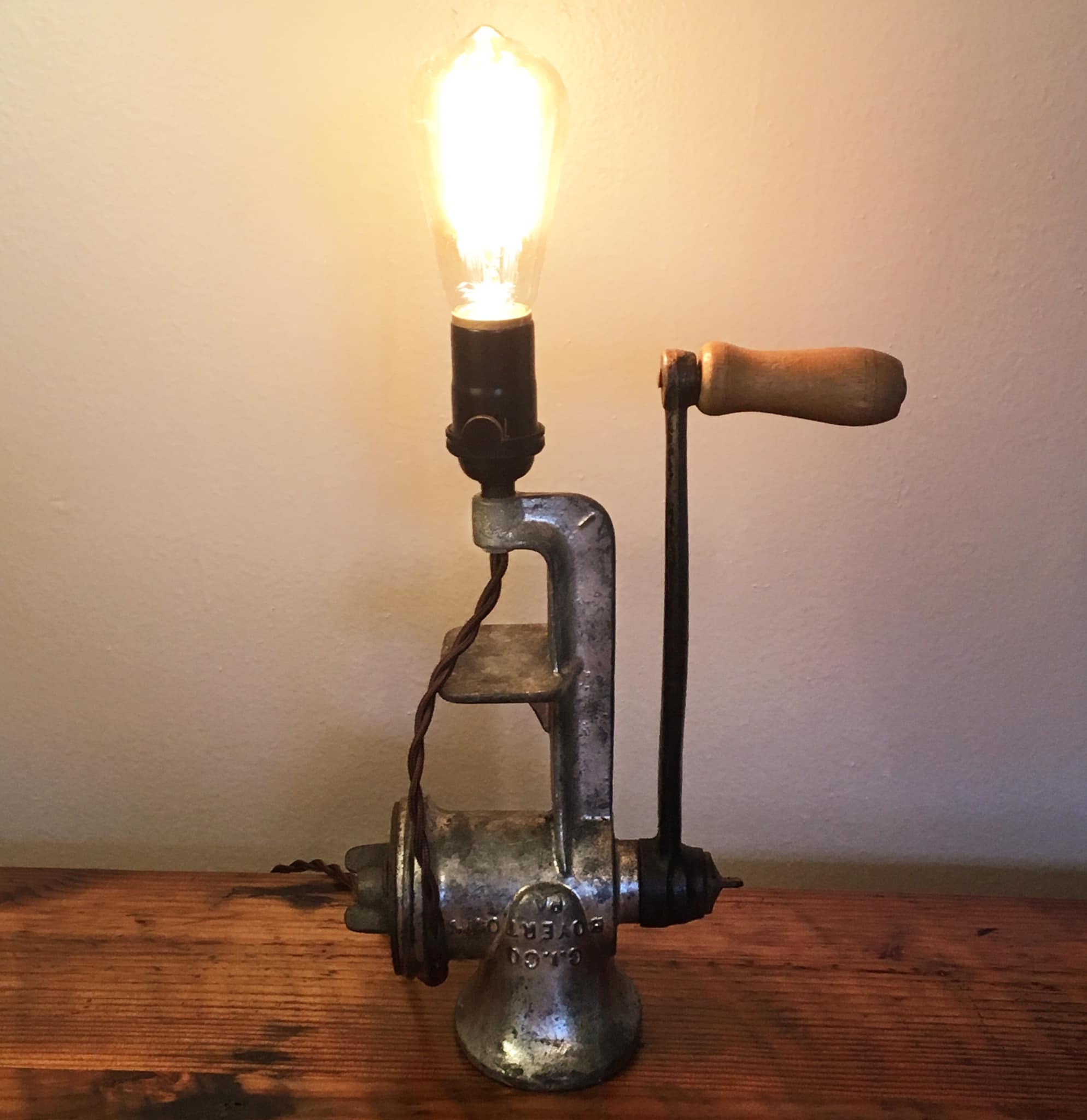 Upcycled Vintage Meat Grinder Lamp Etsy.de