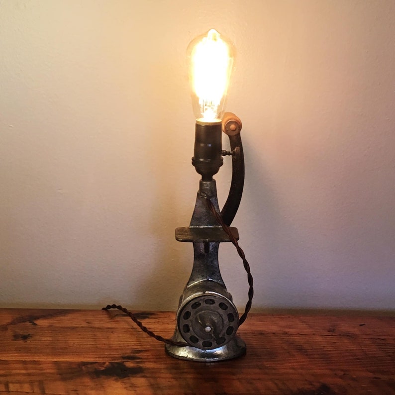 Upcycled Vintage Meat Grinder Lamp Etsy
