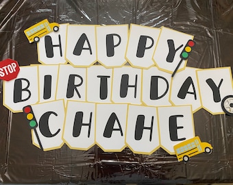 Wheels on the Bus birthday banner | school bus | birthday banner decoration | wheels on the bus theme birthday