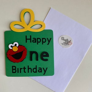 Joyeux anniversaire | Carte d'anniversaire d'Elmo | premier anniversaire | d'anniversaire thème Elmo | carte d'anniversaire faite main | Premier anniversaire d'Elmo