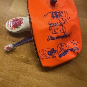 Toiletry bag swim wings upcycle toothbrush bag