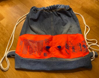 Rucksack, Badetasche, upcycelt Jeans, Schwimmflügel