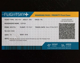 FLIGHTSKY - Personalised boarding pass/wish card