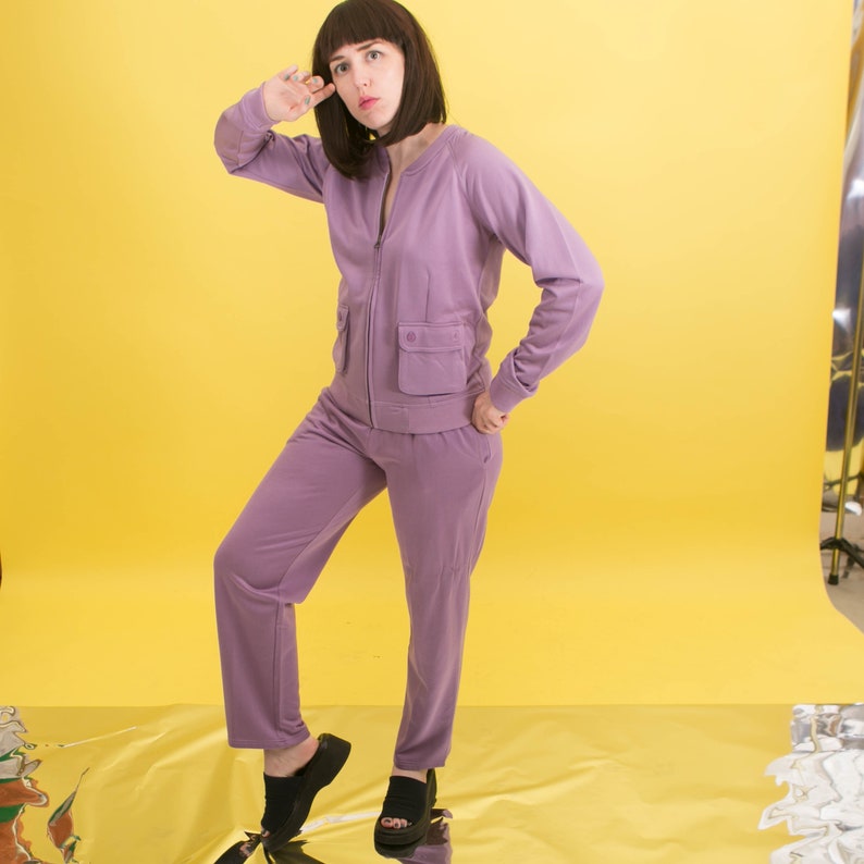 purple sweatsuit set