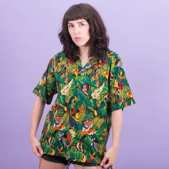Vintage RARE Disney's Animal Kingdom Button Up Shi