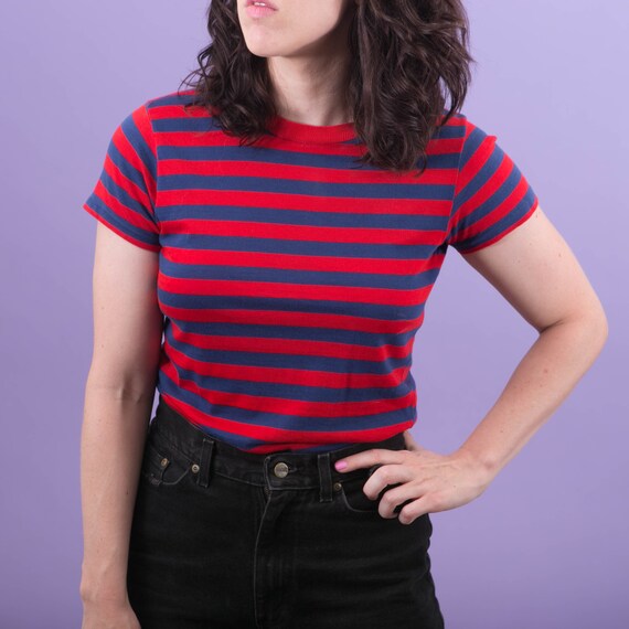 Vintage 60s 70s Striped T-Shirt Small Single Stitc