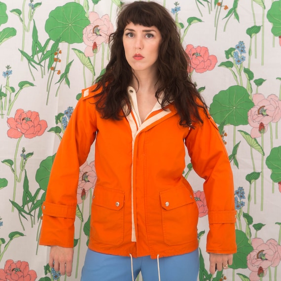 Vintage 70s Orange Windbreaker Jacket 