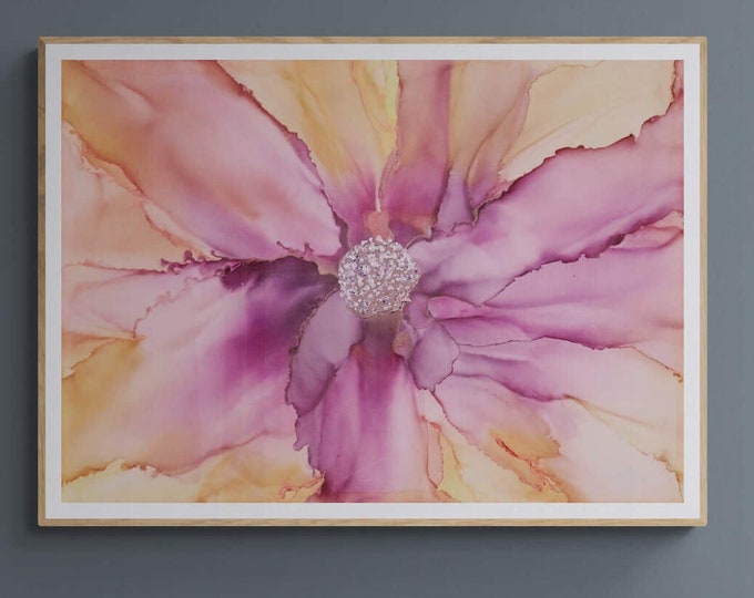 Original Floral Art: "FLORAL LOVE part 1", alcohol ink abstract Art Prints, Minimalist Art Prints, Giclee Premium Prints