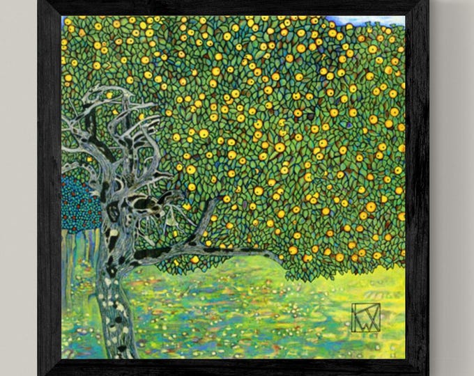 GOLDEN APPLE TREE by Gustav Klimt | Framed Museum-Quality Canvas Art Print with Hand-Applied Brush Strokes for a Timeless, Authentic Look