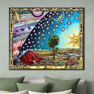 Flat earth poster: The Flammarion Engraving art paper canvas or 3D Hand Finished print , Experiencing the Mysteries of Universe Through Art!