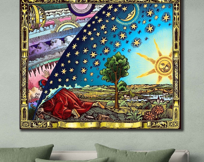 Flat earth poster: The Flammarion Engraving art paper canvas or 3D Hand Finished print , Experiencing the Mysteries of Universe Through Art!