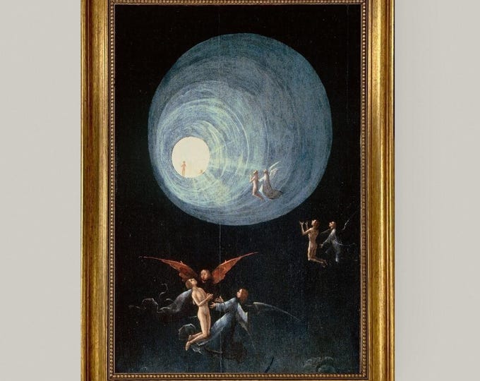 Ascent of the Blessed by Bosch Gliclée canvas hand finished premium print with brush strokes and golden vintageous frame looks like original