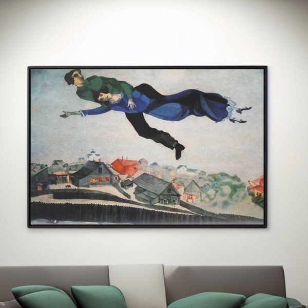 Over the Town by Marc Chagall, Home Decor Wall Decor Giclee Art Print, Large Print / Canvas Prints, Poster or 3D Hand Finished Premium Print