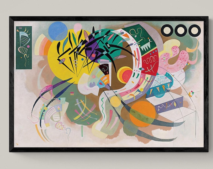Wassily Kandinsky Dominant Curve, Large Art, Heavyweight Canvas, 3D hand finish print with brush strokes, looks like original, Ready to Hang