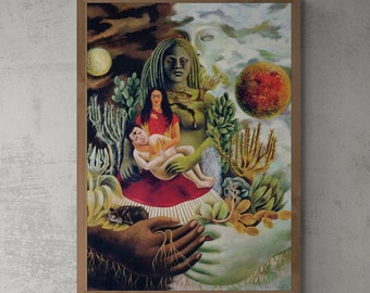 Frida Kahlo 'Love Embrace' Giclee Print: Naive Art Poster