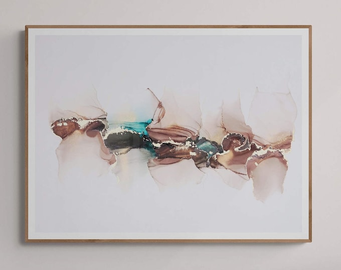 Bronze Whisper, original alcohol ink abstract Art Prints, Minimalist Art Prints, Giclee Premium Prints