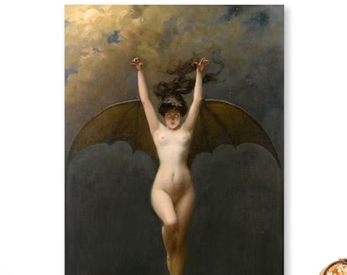 Albert Joseph Penot Prints, The Bat-Woman,  Gothic Art Home Decor, Giclee Paper / Canvas Prints, Poster or 3D Hand Finished Premium Print