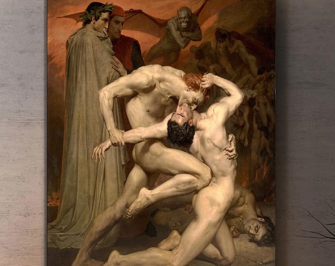 W. Bouguereau, Dante & Virgil in Hell,  Fine art print, Giclee Paper / Canvas Prints, Poster or 3D Hand Finished Premium Print