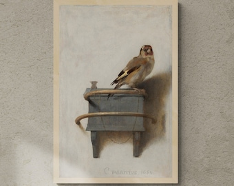 The Goldfinch by Carel Fabritius, Premium Giclée Art Print, Heavyweight paper/ art canvas, 3D printed with texture and brush strokes