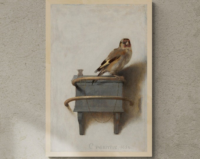 The Goldfinch by Carel Fabritius, Premium Giclée Art Print, Heavyweight paper/ art canvas, 3D printed with texture and brush strokes