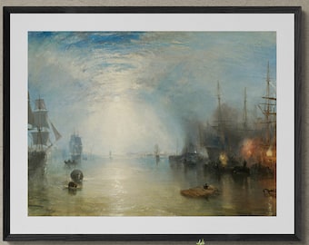 Turner Moonlight Seascape Art Print: Keelmen Heaving Coals