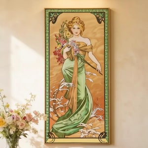 Art Nouveau Print: Alfons Mucha Spring Woman - Canvas or Paper
