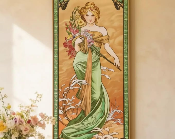 Art Nouveau Print: Alfons Mucha Spring Woman - Canvas or Paper