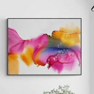 Stralende, originele abstracte kunstprints op alcoholinkt, minimalistische kunstprints, premium gicleeprints