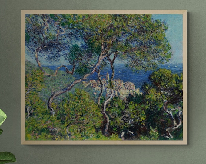 Serene Green: Claude Monet’s ‘Bordighera’ Premium Giclée Art Print, Heavyweight paper/ art canvas, 3D printed with texture and brush strokes