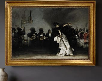 Framed Spanish Dancer Canvas Print: John Singer Sargent Reproduction