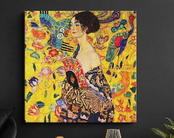 Gustav Klimt Lady With Fan Canvas Art Print, Reproduction