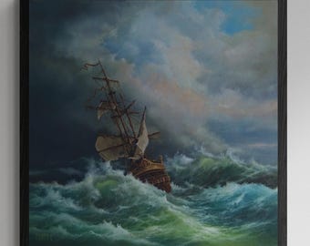 Tall Ship Seascape Art Print: Giclee Fine Art Paper