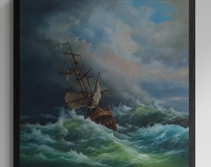ETTER STORM: Giclee heavyweight print on Fineart paper or museum quality poster, Serenity ship, Arte seascape, Tall ship painting Decoration