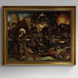 Bosch Reproduktion Christ in Limbo , Leinwand Hand veredelt mit Pinselstrichen und goldenem Vintagerahmen sieht aus wie Original