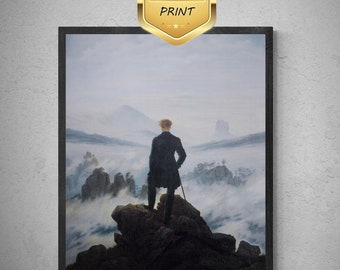 Caspar David Friedrich Print: Wanderer Above the Sea of Fog, Giclée Art