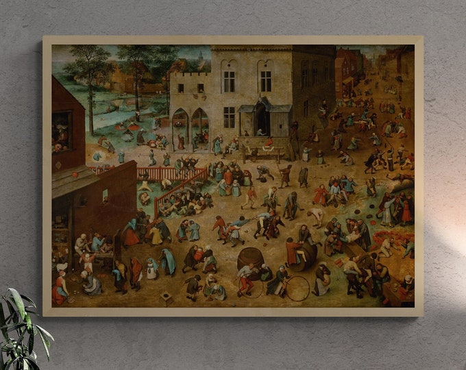Medieval Merriment: Children’s Games, Pieter Bruegel, Premium Giclée Art Print, paper art canvas or 3D Hand Finished Premium texture Print
