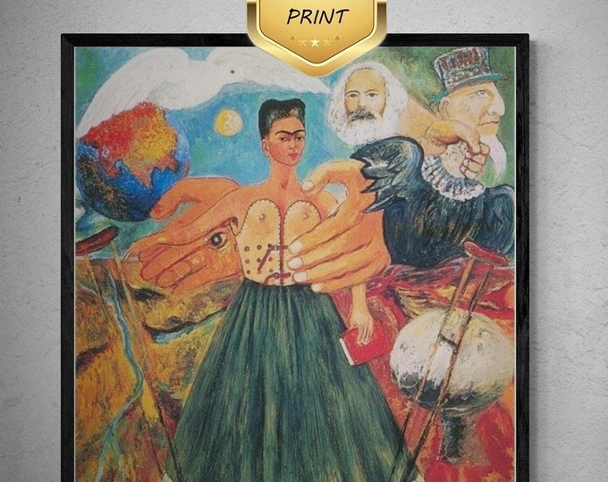 Powerful Symbolism: Frida Kahlo - Marxism Will Give Health to the Sick, Fine Art Print, Art Paper, Canvas & 3D Hand Finished Texture Print
