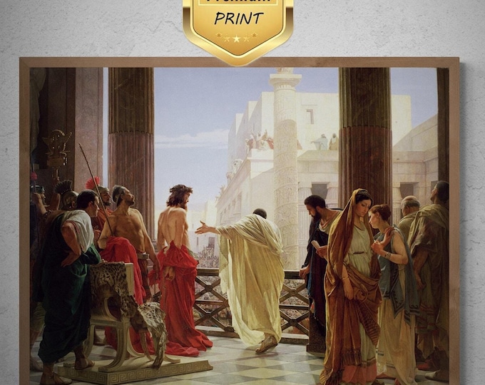 Profound Masterpiece: Antonio Ciseri - Ecce Homo (1871) | Fine Art Print | Art Paper, Canvas & 3D Premium  Print with brush stroke by hand