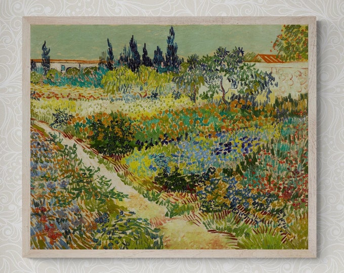 Vincent Van Gogh Print: Garden At Arles, Giclée Art Print, Heavyweight paper/ art canvas, 3D printed with texture and brush strokes